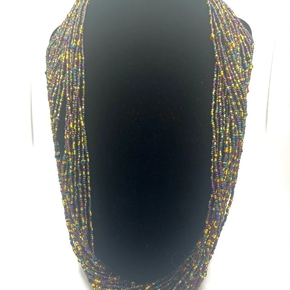 Joan Rivers Multi Strand Iridescent Seed Bead Necklace w Complimentary Earrings - Picture 12 of 13